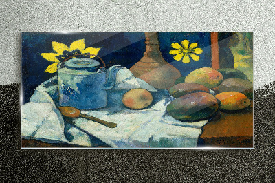 Foto op glas Stilleven met een bloem