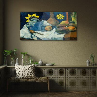 Foto op glas Stilleven met een bloem