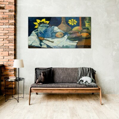 Foto op glas Stilleven met een bloem