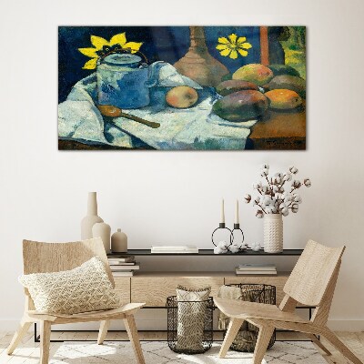 Foto op glas Stilleven met een bloem