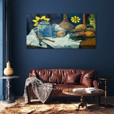 Foto op glas Stilleven met een bloem