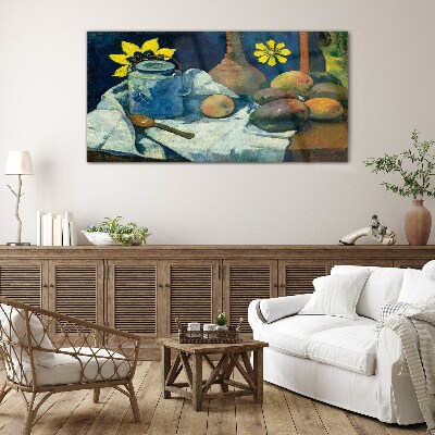 Foto op glas Stilleven met een bloem