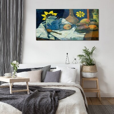 Foto op glas Stilleven met een bloem