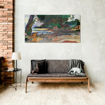 Glas foto Tropisch landschap met bomen