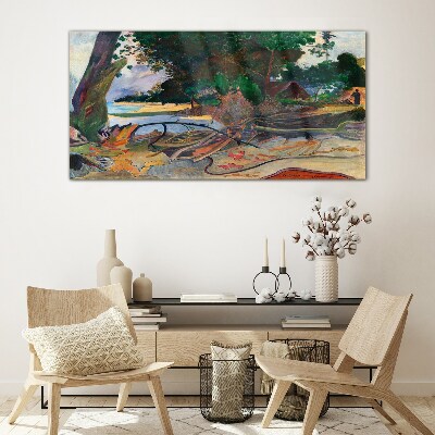 Glas foto Tropisch landschap met bomen