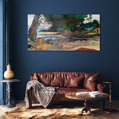 Glas foto Tropisch landschap met bomen