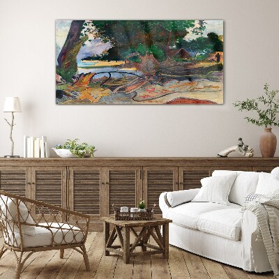 Glas foto Tropisch landschap met bomen