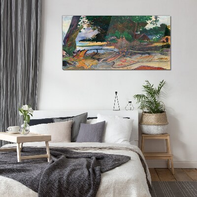 Glas foto Tropisch landschap met bomen