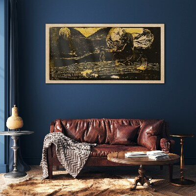 Glas foto Gouden landschappen en mysterieuze figuren