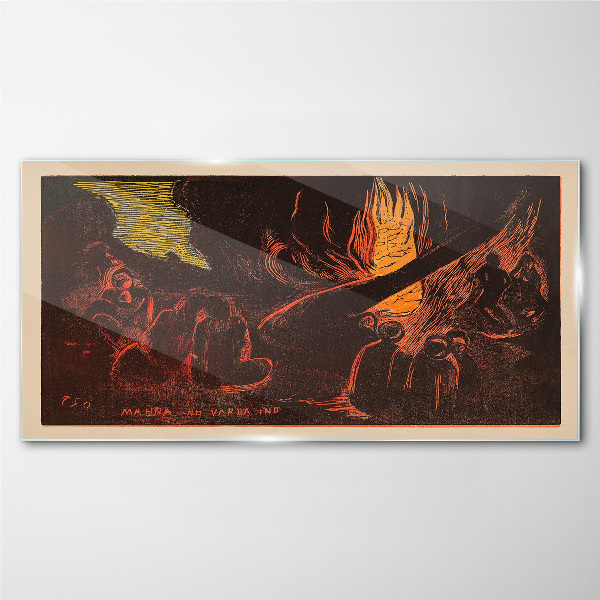 Foto op glas Samen rond het kampvuur