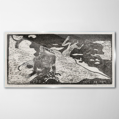 Schilderij op glas Een figuur tegen een achtergrond van abstracte vormen