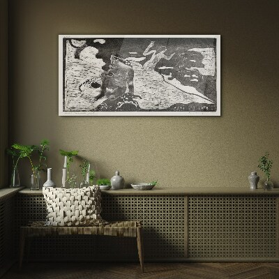 Schilderij op glas Een figuur tegen een achtergrond van abstracte vormen