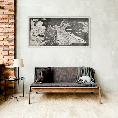 Schilderij op glas Een figuur tegen een achtergrond van abstracte vormen