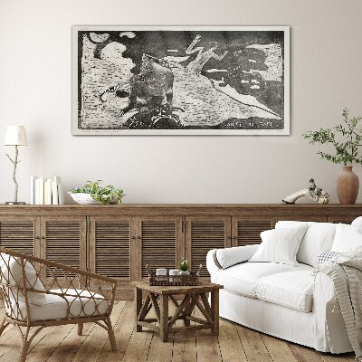 Schilderij op glas Een figuur tegen een achtergrond van abstracte vormen