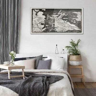 Schilderij op glas Een figuur tegen een achtergrond van abstracte vormen