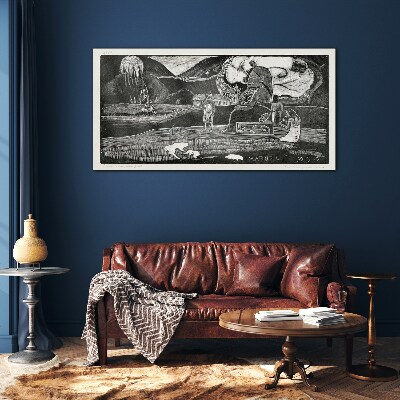 Foto op glas Landschap met figuur en natuur