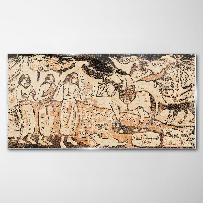 Schilderij op glas Een historisch tafereel tegen de achtergrond van de natuur