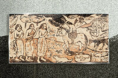 Schilderij op glas Een historisch tafereel tegen de achtergrond van de natuur