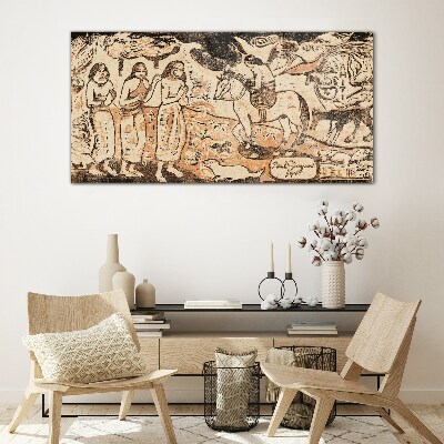 Schilderij op glas Een historisch tafereel tegen de achtergrond van de natuur