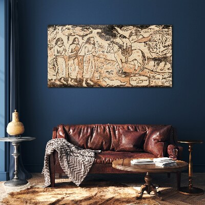 Schilderij op glas Een historisch tafereel tegen de achtergrond van de natuur