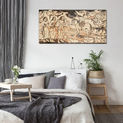 Schilderij op glas Een historisch tafereel tegen de achtergrond van de natuur