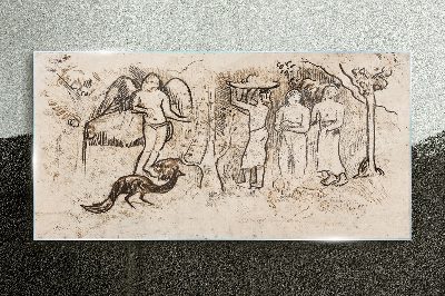 Foto op glas Mythologische taferelen met een engel en dieren