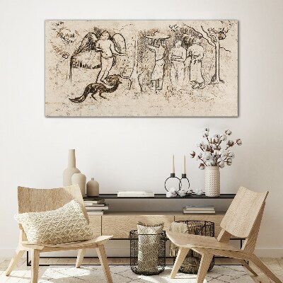 Foto op glas Mythologische taferelen met een engel en dieren