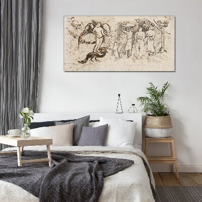 Foto op glas Mythologische taferelen met een engel en dieren