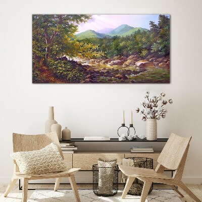 Glas foto Vreedzaam berglandschap