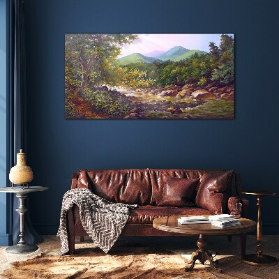 Glas foto Vreedzaam berglandschap