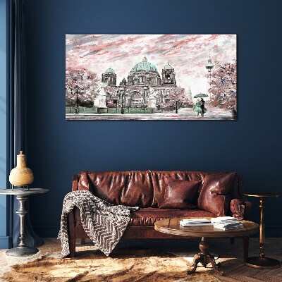 Foto op glas Berlijnse architectuur in lentekleuren