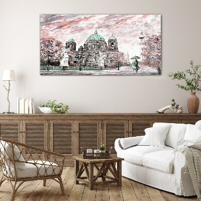 Foto op glas Berlijnse architectuur in lentekleuren