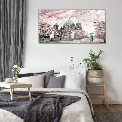 Foto op glas Berlijnse architectuur in lentekleuren