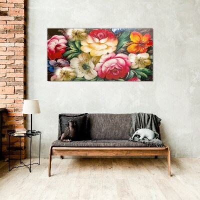 Schilderij op glas Bloemenfestival van kleuren