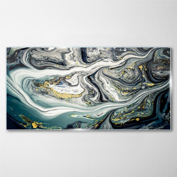 Schilderij op glas Gouden aderen in de diepten van de zee