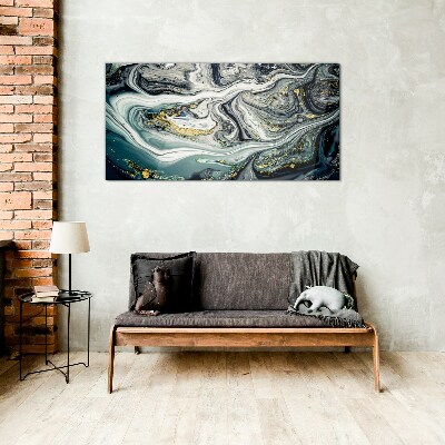 Schilderij op glas Gouden aderen in de diepten van de zee