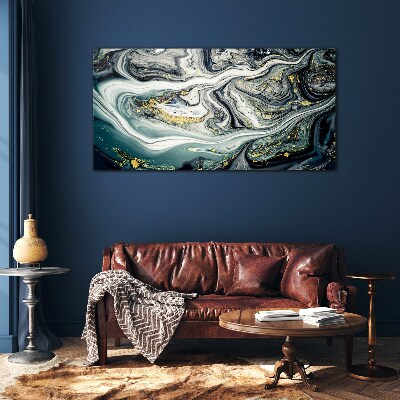 Schilderij op glas Gouden aderen in de diepten van de zee