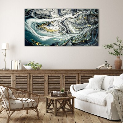 Schilderij op glas Gouden aderen in de diepten van de zee