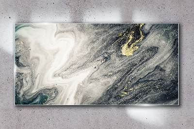 Foto op glas Gouden strepen in de diepten van de zee