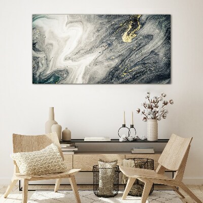 Foto op glas Gouden strepen in de diepten van de zee