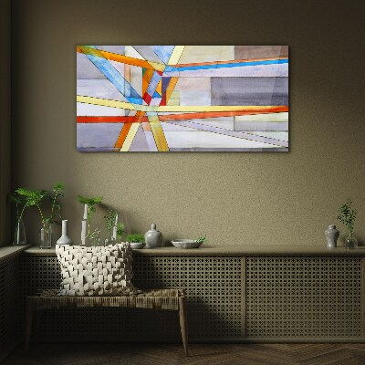 Glas foto De geometrie van gekleurde lijnen