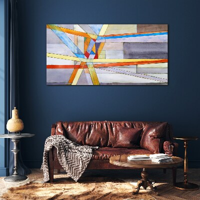 Glas foto De geometrie van gekleurde lijnen