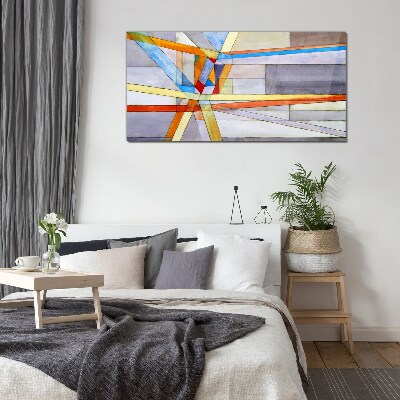 Glas foto De geometrie van gekleurde lijnen