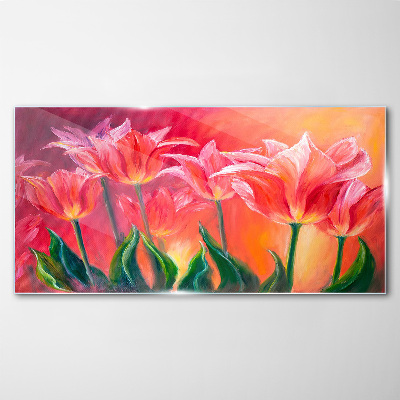 Glas foto Tulpen in tinten roze