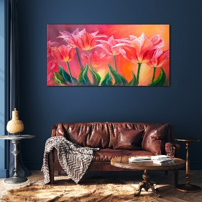 Glas foto Tulpen in tinten roze