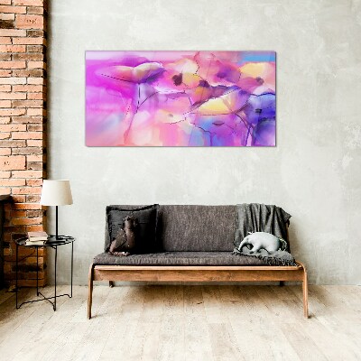 Schilderij op glas Bloemendromen in tinten roze