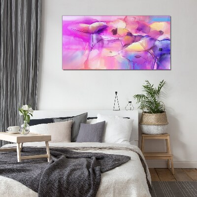 Schilderij op glas Bloemendromen in tinten roze