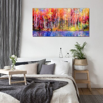 Foto op glas Herfstkleuren aan het meer