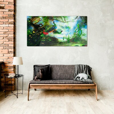 Schilderij op glas De mysterieuze wereld van pauwvogels