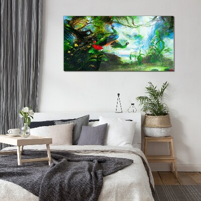 Schilderij op glas De mysterieuze wereld van pauwvogels